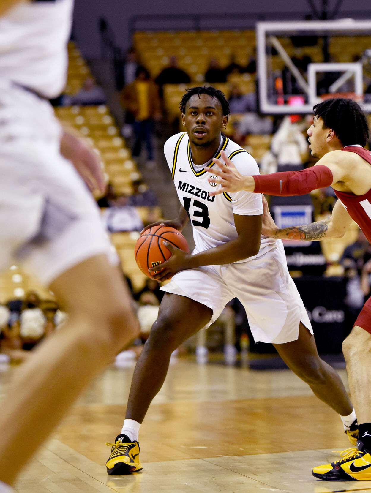 Missouri freshman Kaleb Brown looks for an opening to pass